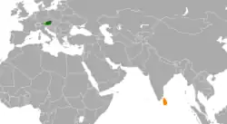 Lage von Österreich und Sri Lanka