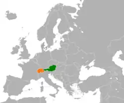 Lage von Österreich und Schweiz