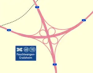 Übersichtskarte Autobahnkreuz Feuchtwangen/Crailsheim