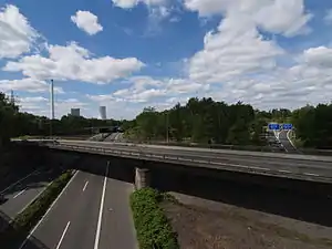 Blick von Süden über die A 43 am Autobahnkreuz Herne