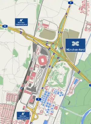 Übersichtskarte Autobahnkreuz München-Nord