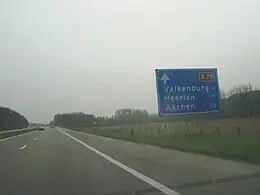 Hinweistafel kurz vor Valkenburg.