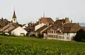 Blick ostwärts zum Dorf