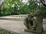 Helmut Weiss: Zweiergruppe Bären aus Sandstein an der Freilichtbühne, 1950