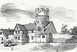 Bürgerturm in den 1880er Jahren noch mit der Quader-Dekoration aus Putz