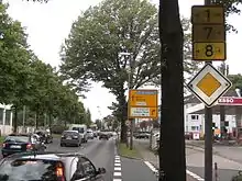 In Düsseldorf-Derendorf haben die B 1, B 7 und B 8 auf rund 2 km eine gemeinsam verlaufende Strecke.