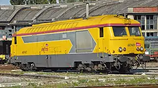 BB 67407 in der Lackierung der Eisenbahninfrastrukturabteilung „Infra“