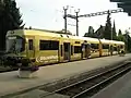 Be 4/8 21 mit Werbung für «Golden-Pass-Line» in Bremgarten