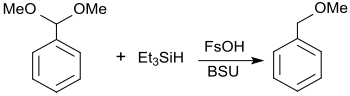 Reduktion von Benzaldehyd-dimethylacetal mit N,N′-Bis(trimethylsilyl)harnstoff BSU
