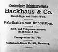 Backhaus & Co., Briefkopf, 1930er