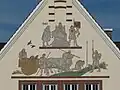 Sgraffito der Marktrechtsverleihung 1485 am Rathaus