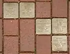 Stolpersteine vor dem Haus Obertorstraße&nbsp;5 für Eugen und Hedwig Chana Herze sowie Hermann, Sophie und Ingrid Friedheim