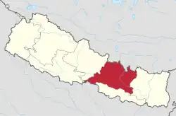 Lage der Provinz Bagmati innerhalb Nepals