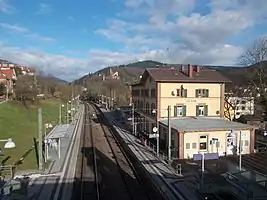 Blick über den Bahnhof Hirschhorn