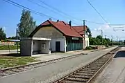 Aufnahmegebäude des Bahnhofs Niederspaching (2019 abgerissen)