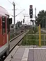 Ks-Signal im Bahnhof Pratau mit Signalbild Fahrt mit 80&nbsp;km/h (Ks 1 mit Zs 3)