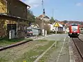 Kreuzungsbahnhof Trebgast mit Stellwerksanbau