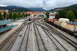 Gleisanlage der Feistritztalbahn am Endbahnhof Weiz