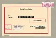Bahnhofsbrief der Deutschen Post (DDR) von 1985 (Frankatur für regelmäßige Einlieferung)