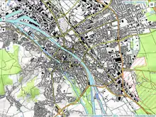 Schummerung und Höhenlinien aus SRTM-Daten in einer OpenStreetMap-Karte (OpenTopoMap)