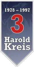 Banner mit der gesperrten Nummer 3 in der SAP-Arena