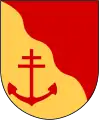 im Wellenschnitt schräggeteilt (schrägrechts, standard Barkåkra&nbsp;SE)