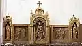 Rest des Marienaltars mit den Assistenzfiguren der Hl. Elisabeth (links) und der Hl. Ida (rechts)