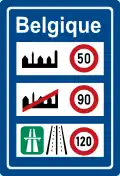 Belgien (altes Schild, bis 2017; Wallonien: weiterhin 90 km/h auf Landstraßen)