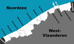 Karte der belgischen Küste