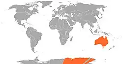 Lage von Australien und Belgien
