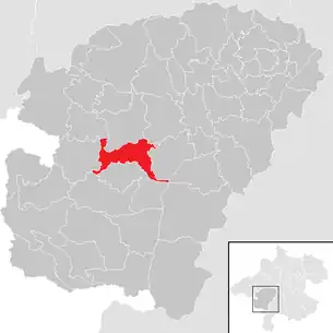 Lage der Gemeinde Berg im Attergau im Bezirk Vöcklabruck (anklickbare Karte)