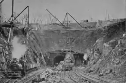Hackensack Portal beim Bau des Bergen Hill Tunnels
