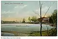 Boothaus und See, Postkarte, um 1910