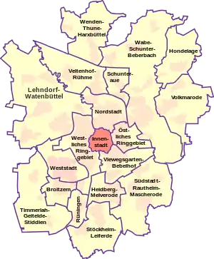 Lage des Stadtbezirks Innenstadt