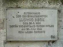Gedenktafel an der Villa Beck, 2006