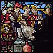 Grablegung Jesu mit Inschrift am Sarkophag: „XVME DE IVILLET“