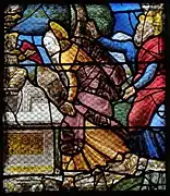 Eine Heilige und Petrus vor dem leeren Grab Jesu