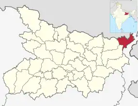 Positionskarte des Distrikts Kishanganj