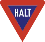 Deutsche Haltschild-Version, hergestellt von 1938 bis 1953 (BRD) und 1956 (DDR)