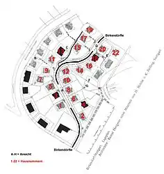 Historischer Lageplan des Birkendörfle, Zeichnung von Karl Hengerer, 1907.