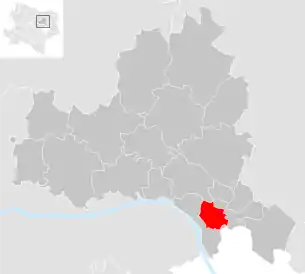 Lage der Gemeinde Bisamberg im Bezirk Korneuburg (anklickbare Karte)