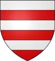 5-fach geteilt von silber und rot (barry of 6)