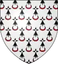 Hermelin, mit roten liegenden Monden besät (Sainte-Gemme-la-Plaine FR)