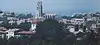 Blick auf die Unterstadt: Kirche Saint-Vincent, links die Aude