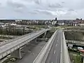 Blick vom Nibelungenturm in Richtung Worms (Februar 2020)