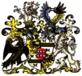 Wappen der Freiherrn von Blomberg von 1670 (Wappenbuch des westfälischen Adels, 1902) mit dem Herzschild der schwäbischen Blumberg/Blumegg