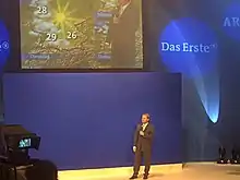 Bluescreen-Einsatz für den Wetterbericht von Das Erste, Demonstration auf der IFA 2005