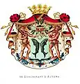 Tatsächliches Wappen der erwähnten Grafen Borchgrave d’Altena, Salme darstellend