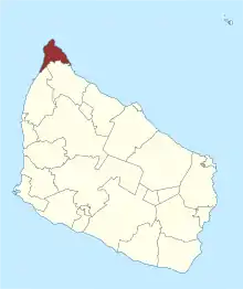 Lage des Allinge-Sandvig Sogn in der Bornholm Kommune