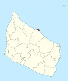 Lage des Gudhjem Sogn in der Bornholm Kommune